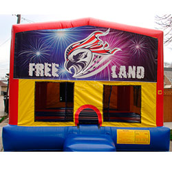 15'x15' bounce house with basketball hoop inside